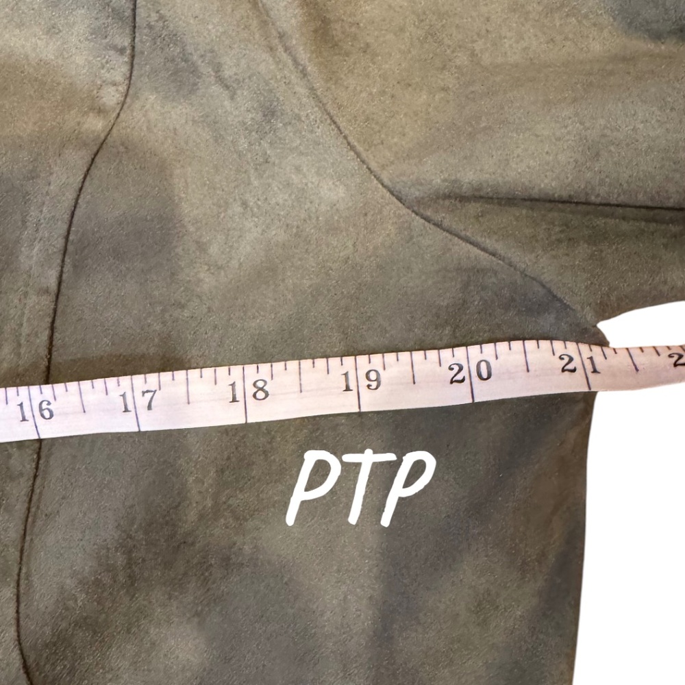 ADORE Olive faux suede lace-up zip jacket grommet detail size XL - Picture 6 of 7